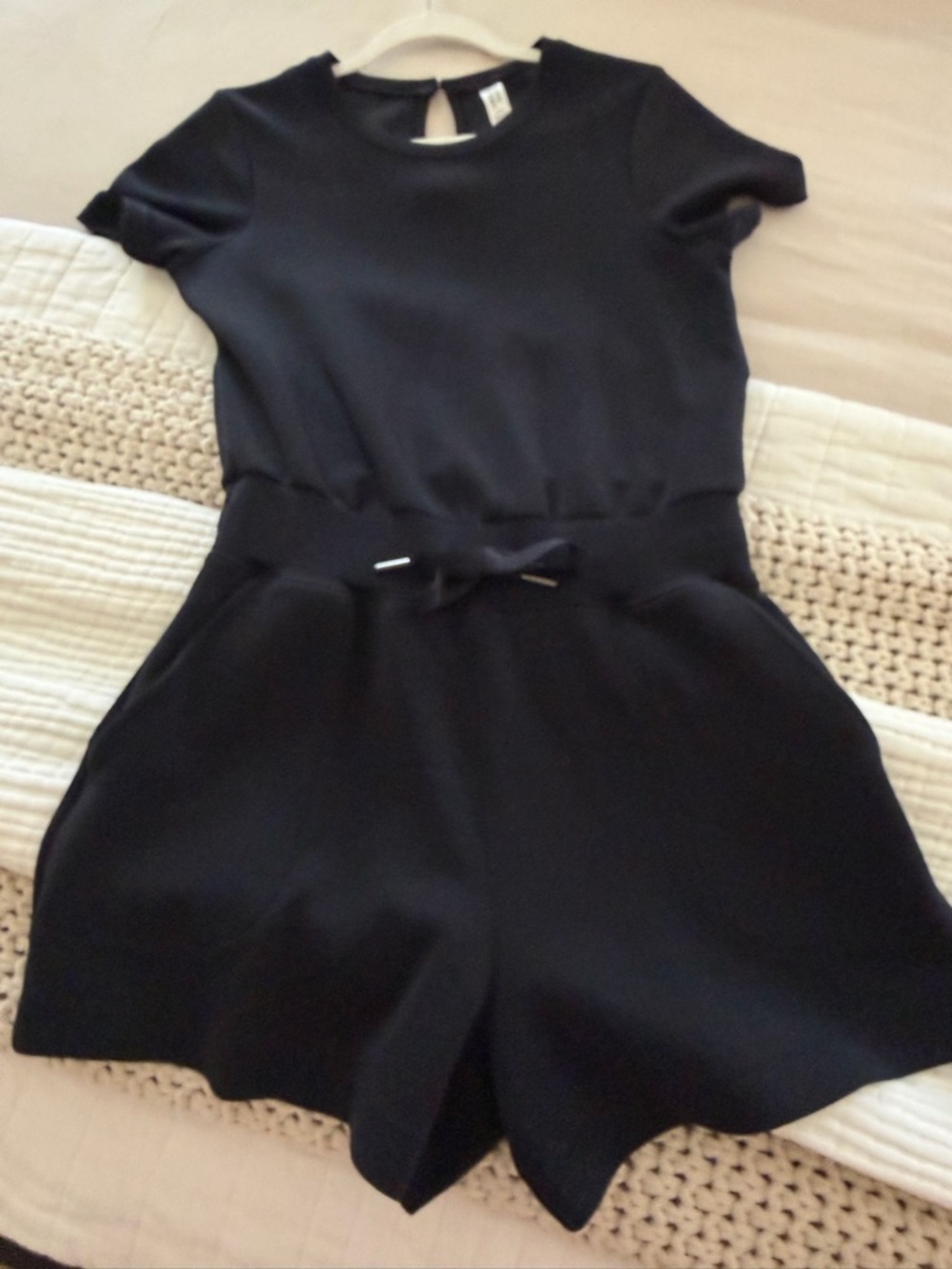 SPANX Black Short Sleeve Airlux romper.